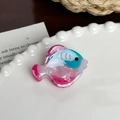 Süße rosa-blaue tropische Fisch-Haarklammer aus Acetat auf einem Perlteller - Blauvioletter kleiner Fisch-3.5cm
