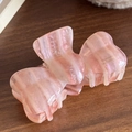 Haarklammer aus Acetat mit rosa-weißer Marmorstruktur und Barrette La France-Text - 9cm / Rosa-9cm