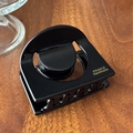 Klassische schwarze Haarklammer aus Acetat mit goldener Beschriftung und glänzendem Finish - Schwarz Mit Goldlogo