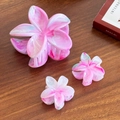 Pink marble plumeria hair claw clip set with elegant ink painting gradient finish - One Large And Two Small / Pinkish Purple Set