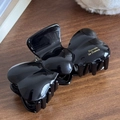 Eleganter schwarzer Haarklammer-Clip mit 3D-Schleife und goldener Schriftverzierung - 9cm / Schwarz - 9cm