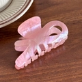 Pince à cheveux rose nacré avec paillettes étoilées et design en forme de nœud - Rose Irisé-Ruban