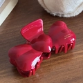 Eleganter roter Haarklammer in Herzform aus Acetat mit goldenem Barrette La France-Schriftzug - 9cm / Rot - 9cm
