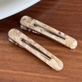 Zweiteiliges Set aus Acetat-Haarklammern mit Marmormuster in Beige und Braun - Transparentes Beige