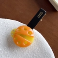 Schicke Marienkäfer-Haarklammer aus Acetat in Gelb und Orange mit Goldaufdruck - Orange / 5.3cm