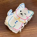 Pince à cheveux chiot de dessin animé crème avec contours colorés en acétate - Smiling Dog