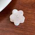 Mini pearl white flower hair claw clip with shimmering glitter and center rhinestone - 2.5cm / Iridescent White