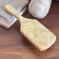 Spazzola per capelli elegante effetto marmo con manico in legno e setole massaggianti - Pettine per Massaggi con Trama Marmorea