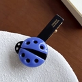 Blaue Marienkäfer-Haarklammer aus Acetat mit Kristallen und goldener handgefertigter Basis - Blau / 5.3cm