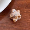 Mini acetic acid flower hair claw clip with tortoise pattern and crystal center - 2.5cm / Brown