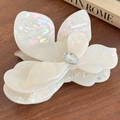 Pince à cheveux fleur de bougainvillier irisée avec strass en forme de goutte - Grand / Blanc Iridescent