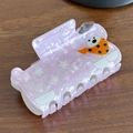 Lilac cartoon dog hair claw clip with white star patterns and marble finish - Purple Rain Puppy