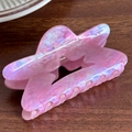 Pince à cheveux papillon avec motif marbre rose et finition pailletée - Violet Foncé Irisé-Étoile