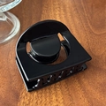 Elegante molletta per capelli nera in acetato con design geometrico su base in legno - Nero (Senza etichetta dorata)