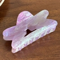 Pince à cheveux en forme d'étoile violet marbré avec paillettes sur fond bois - Violet Irisé-Étoile