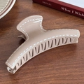 Pince à cheveux élégante brun thé au lait avec décoration de bordure surpiquée - Style Standard Minimaliste / 11.5CM / Marron