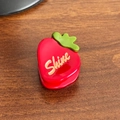 Mini strawberry acetate hair claw clip with Shine text in vibrant red and green - Strawberry