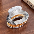 Gray marble pattern acetate hair claw clip with golden metal frame for women - Ellipse / Ink Gray