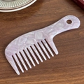 Roze marmeren acetaat haarkam met brede tanden en ergonomische handgreep voor ontwarren - Wit Paars-16cm