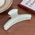 Grande pince à cheveux crème avec motifs pointillés bleus pour coiffure élégante - Style Standard Minimaliste / 11.5CM / Beige