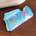 Haarklammer in blauer Wasserbeutel-Optik mit Fisch-Print und rosa Schleife für Damen - Hellblau