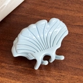 Light blue acetate ginkgo leaf hair clip with elegant shell-shaped texture on wood - Light Blue