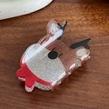 Sparkly reindeer hair claw clip in brown and red glitter for Christmas hair styling - Elk