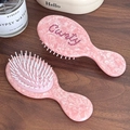 Haarbürste aus rosa Marmor-Acetat mit Strasssteinen und weichen Luftpolsterborsten - Pink Marmor Strass Luftkissenbürste