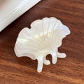 Chic iridescent shell claw clip with pearl white finish for elegant hairstyles - Iridescent White