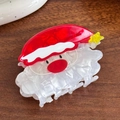 Cute Santa Claus hair claw clip made of marble texture acetate for Christmas - Santa Face Circle