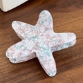 Starfish acetate hair claw clip with pink and turquoise marble pattern and small dots - Pink and Green