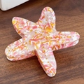 Starfish shape acetic acid hair claw clip with pink and orange floral marble texture - Pink Yellow