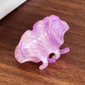 Mini purple seashell hair clip with pearlescent acetate texture and seashell ribbing - Purple