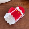 Cute Christmas red mitten hair claw clip made of high-quality acetate with festive details - Gloves