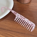 Peigne à cheveux à dents larges en acétate marbré rose et blanc avec crochet - Rose Fleuri