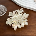 Macro detail of snowflake hair claw clip with iridescent finish and inlaid rhinestones - Rainbow White Snowflake