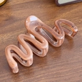Translucent amber wave hair claw clip with marble texture for thick hair women - Snake Brown