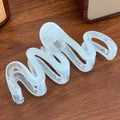 Blue and white marble pattern wave hair claw clip with elegant jelly texture finish - Snake Blue