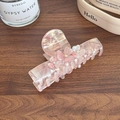 Elegant pearl pink acetate hair claw clip with floral rhinestone details for long hair - Light Pink Small