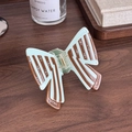 Two-tone butterfly hair claw clip in blue and brown stripes with sparkling rhinestones - Blue-Brown Stripes