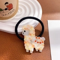 Cute alpaca acetate hair tie with high elastic band and orange rhinestones - Hair Tie / Dazzling Orange Yellow