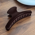 Large flocked hair claw clip in dark brown velvet finish for elegant styling - Coffee Semicircle