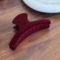 Elegant wine red velvet hair claw clip with matte texture for stylish hair styling - Wine Red Semicircle