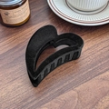 Pince à cheveux noire en forme de cœur avec texture floquée élégante sur bois - Cœur / Noir