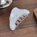 Elegant pearlescent white resin hair claw clip with Barrette La France text and multi-teeth grip - Gray Blue-8.7cm