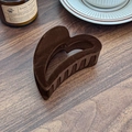 Pince à cheveux élégante en forme de cœur floqué marron chocolat profond - Cœur / Marron