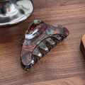 Elegant tortoiseshell acetate hair claw clip with blue and brown patterns for women - Blue Coffee-8.7cm