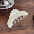 Iridescent acetate triangle hair claw clip with golden Barrette La France text - Beige-8.7cm