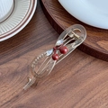 Transparent acrylic hair clip featuring elegant cherry design with dark red beads and rhinestones - Light Yellow Twist Clip