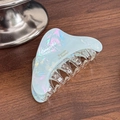 Iridescent light blue geometric hair claw with gold Barrette La France branding - Cyan-8.7cm